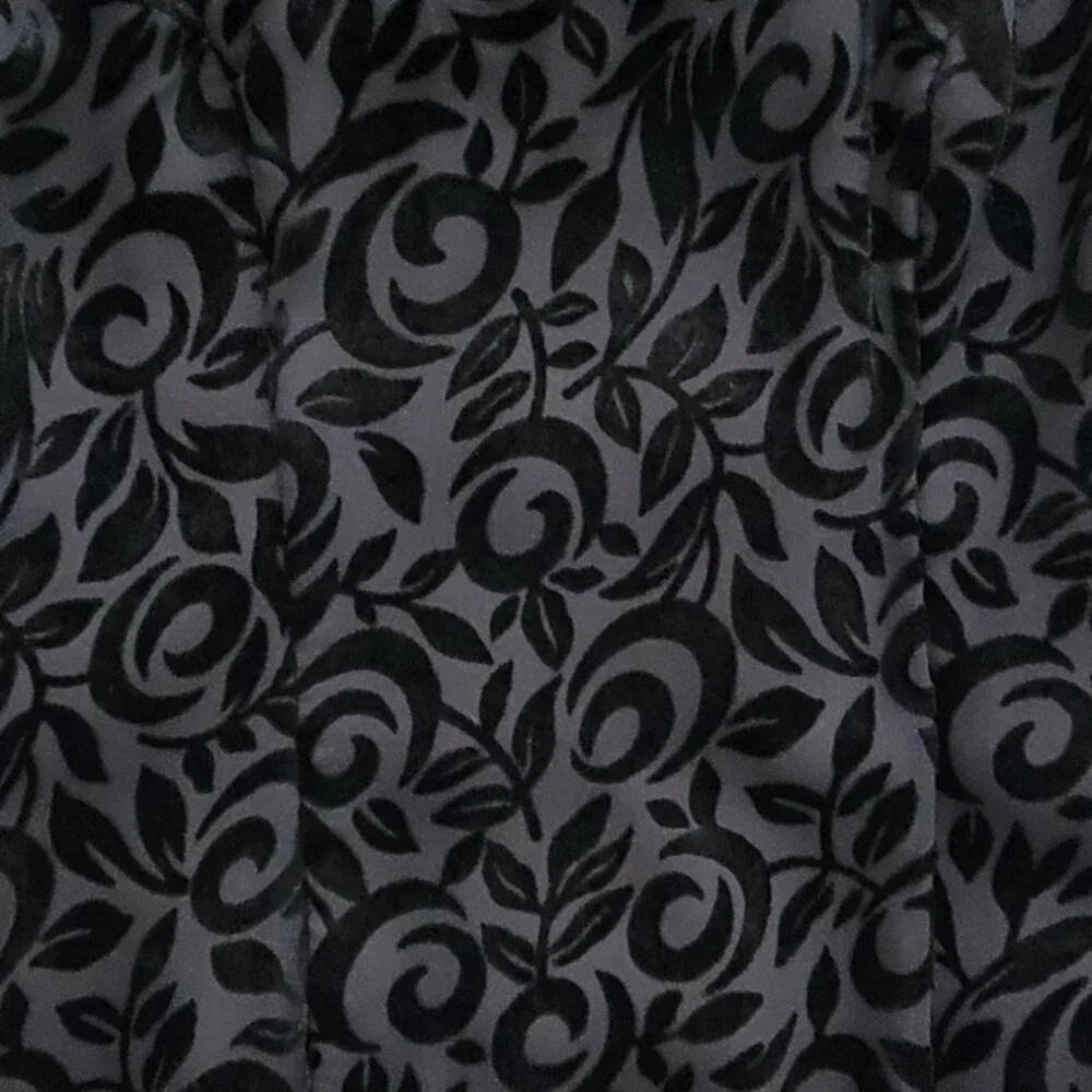 Vintage 90s Black Velvet Burnout Floral Cocktail Dress | Long Sleeve Sheer Y2K